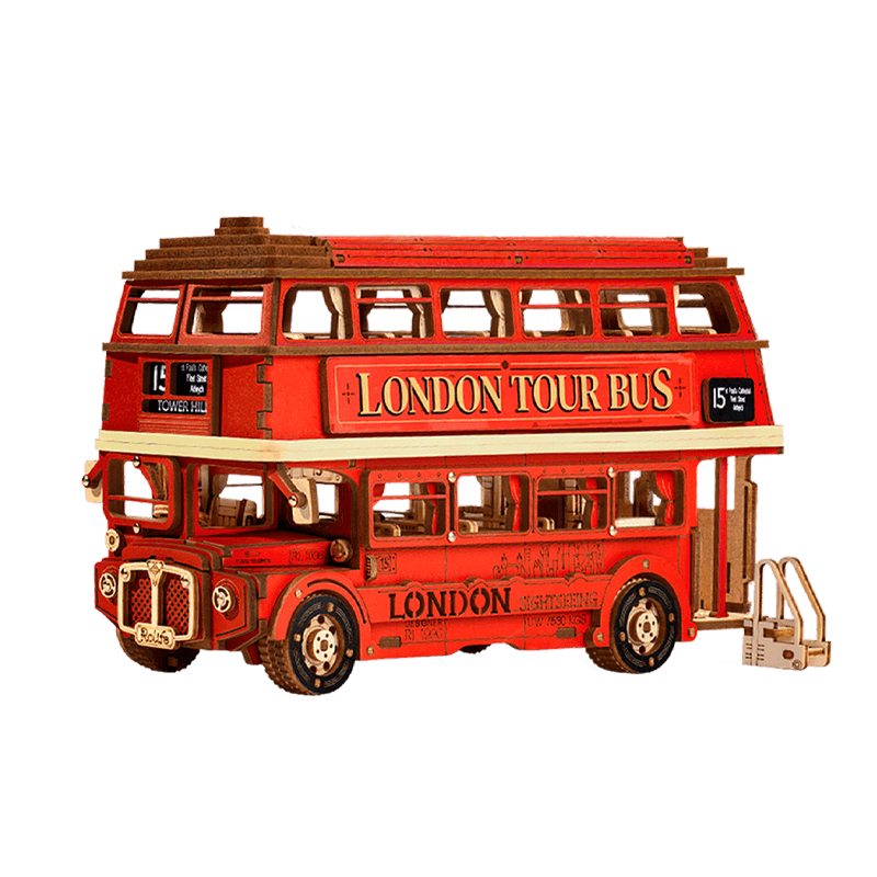 Robotime | Rolife | London Tour Bus Car | Hobby Kits & DIY Collectibles | 3D Assemble Kits