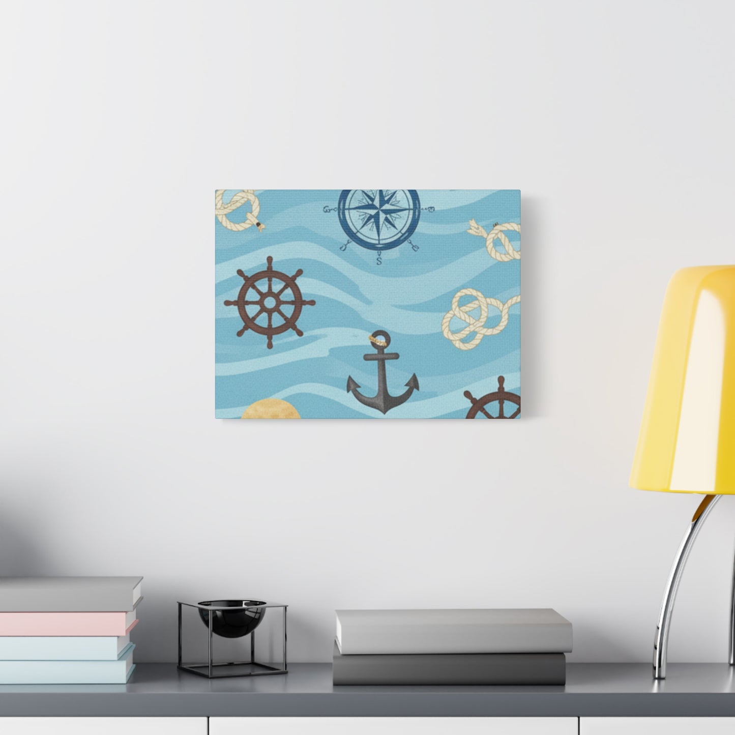 One Piece-Inspired | Blue Nautical Straw Hats | Premium Canvas Wall Art
