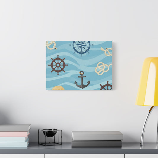 One Piece-Inspired | Blue Nautical Straw Hats | Premium Canvas Wall Art