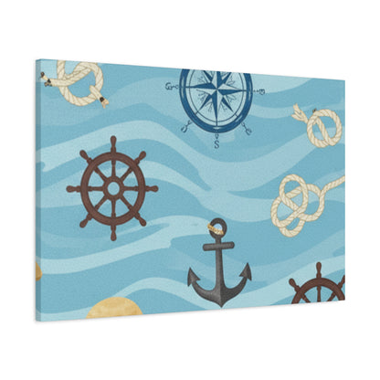 One Piece-Inspired | Blue Nautical Straw Hats | Premium Canvas Wall Art