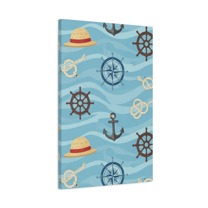 One Piece-Inspired | Blue Nautical Straw Hats | Premium Canvas Wall Art