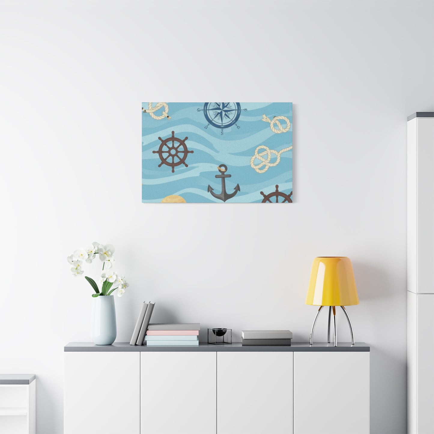 One Piece-Inspired | Blue Nautical Straw Hats | Premium Canvas Wall Art