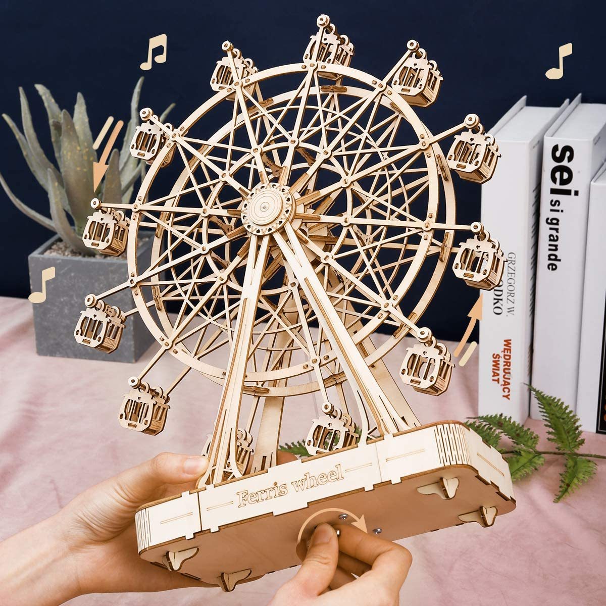 Robotime | Rolife | Wooden Musical Ferris Wheel | Hobby Kits & DIY Collectibles | 3D Assemble Kits