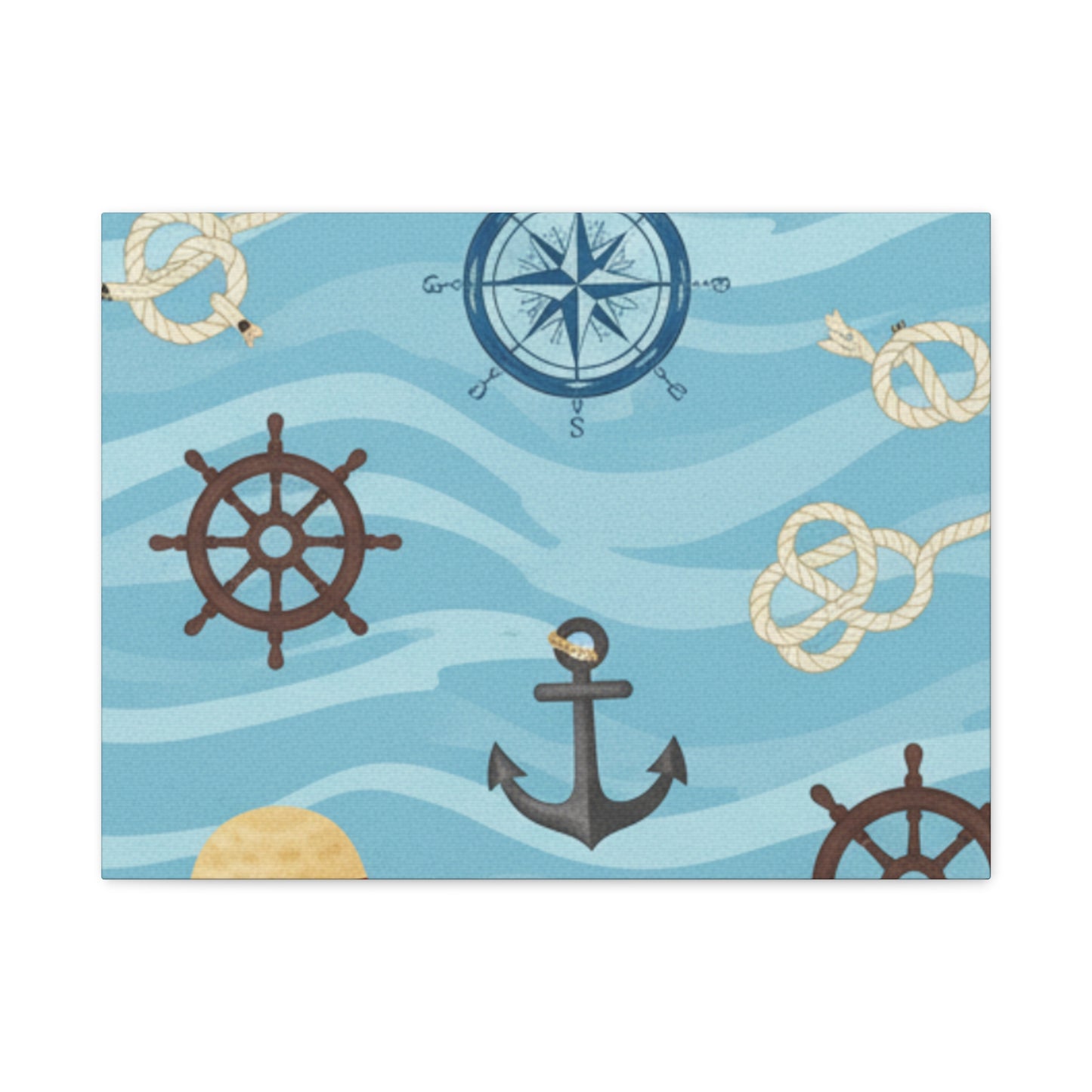 One Piece-Inspired | Blue Nautical Straw Hats | Premium Canvas Wall Art