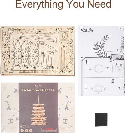 Robotime | Rolife | Five-storied Pagoda | Hobby Kits & DIY Collectibles | 3D Assemble Kits