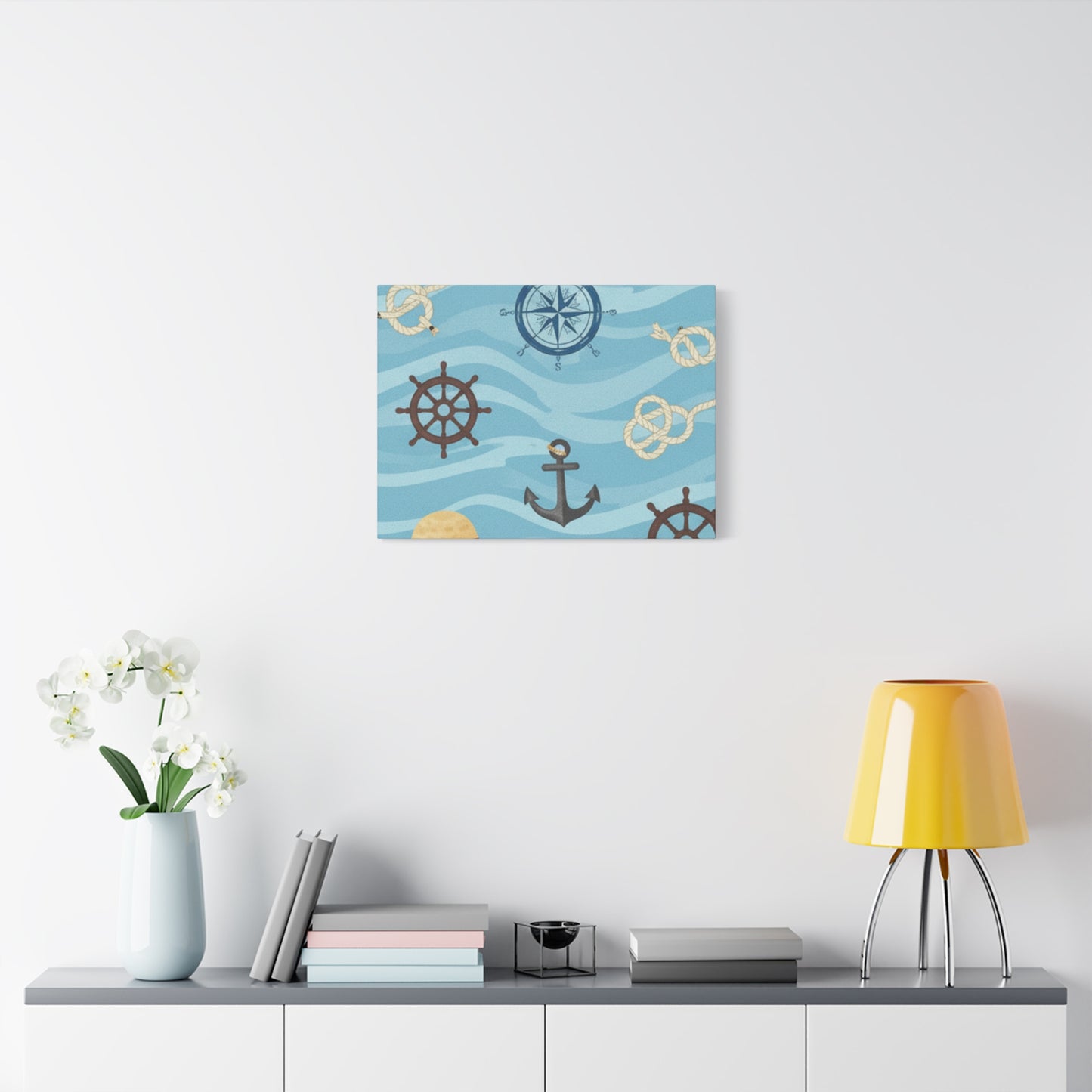 One Piece-Inspired | Blue Nautical Straw Hats | Premium Canvas Wall Art