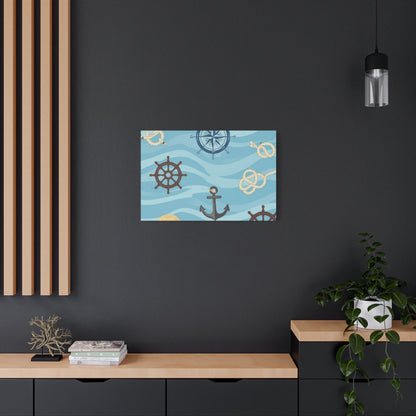 One Piece-Inspired | Blue Nautical Straw Hats | Premium Canvas Wall Art
