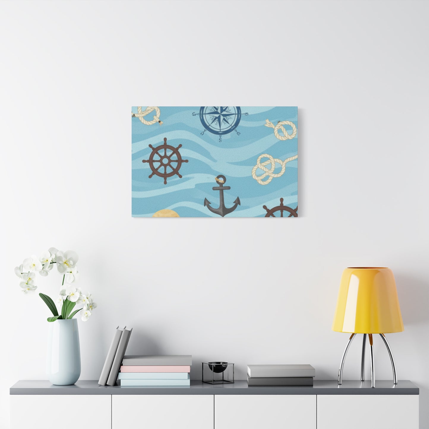 One Piece-Inspired | Blue Nautical Straw Hats | Premium Canvas Wall Art