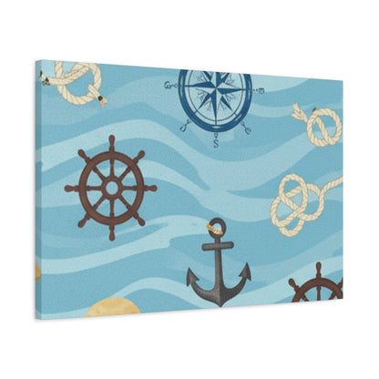 One Piece-Inspired | Blue Nautical Straw Hats | Premium Canvas Wall Art