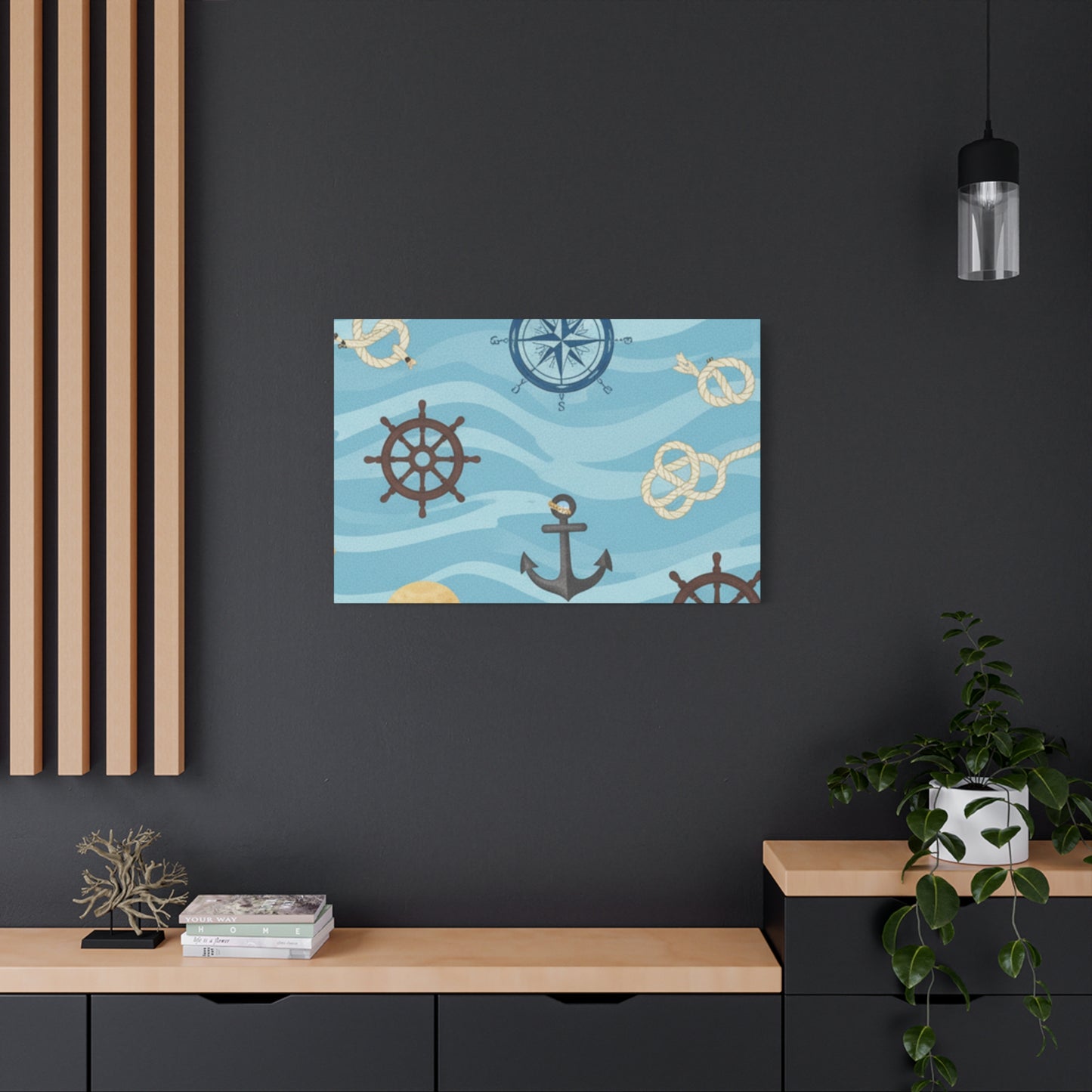 One Piece-Inspired | Blue Nautical Straw Hats | Premium Canvas Wall Art