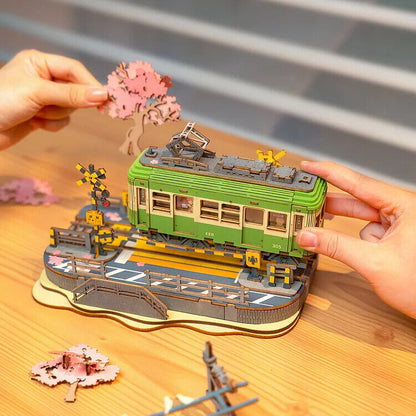 Robotime | Rolife | Sakura Journey Tram Car | Hobby Kits & DIY Collectibles | 3D Assemble Kits