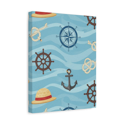 One Piece-Inspired | Blue Nautical Straw Hats | Premium Canvas Wall Art