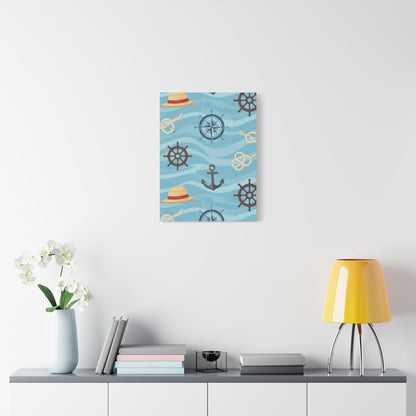 One Piece-Inspired | Blue Nautical Straw Hats | Premium Canvas Wall Art