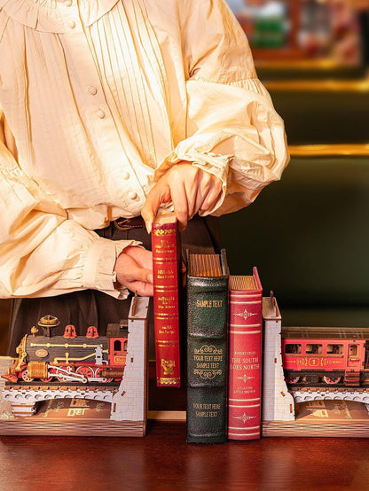 Robotime | Rolife | Book Ends Kit | Century Train | Hobby Kits & DIY Collectibles | 3D Assemble Kits