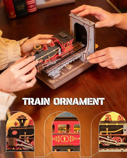 Robotime | Rolife | Book Ends Kit | Century Train | Hobby Kits & DIY Collectibles | 3D Assemble Kits