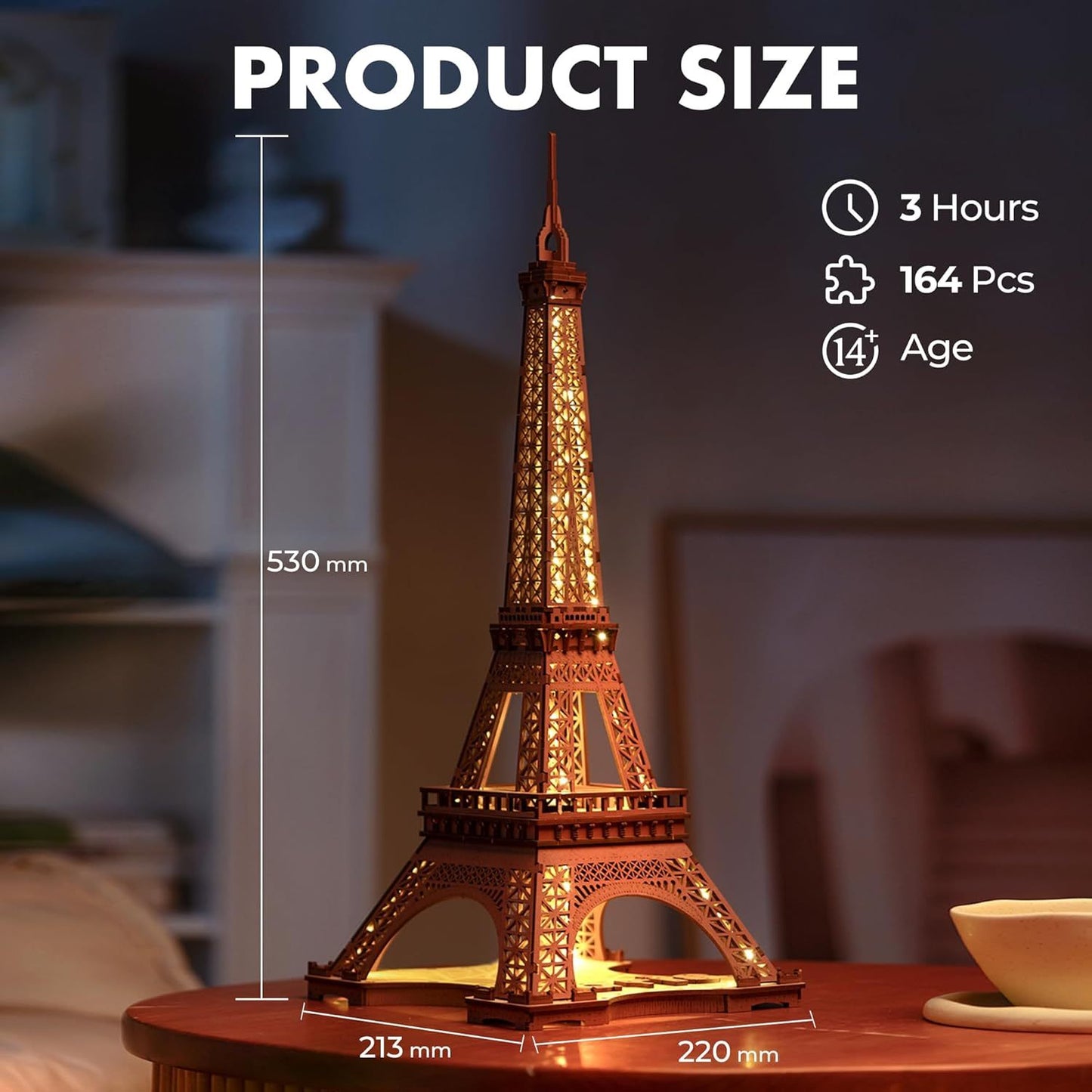 Robotime | Rolife | 3D Puzzle Creation Set | Night Of The Eiffel Tower | Hobby Kits & DIY Collectibles | 3D Assemble Kits