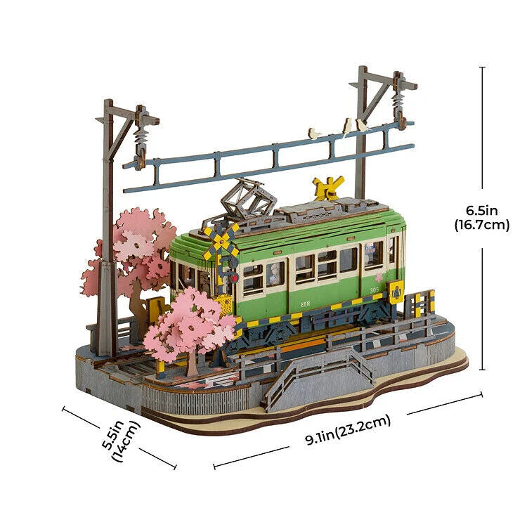 Robotime | Rolife | Sakura Journey Tram Car | Hobby Kits & DIY Collectibles | 3D Assemble Kits