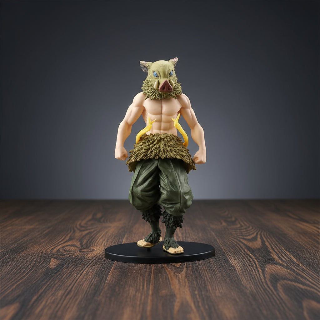 Figurine of a character with a green outfit and animal-like features on a white background