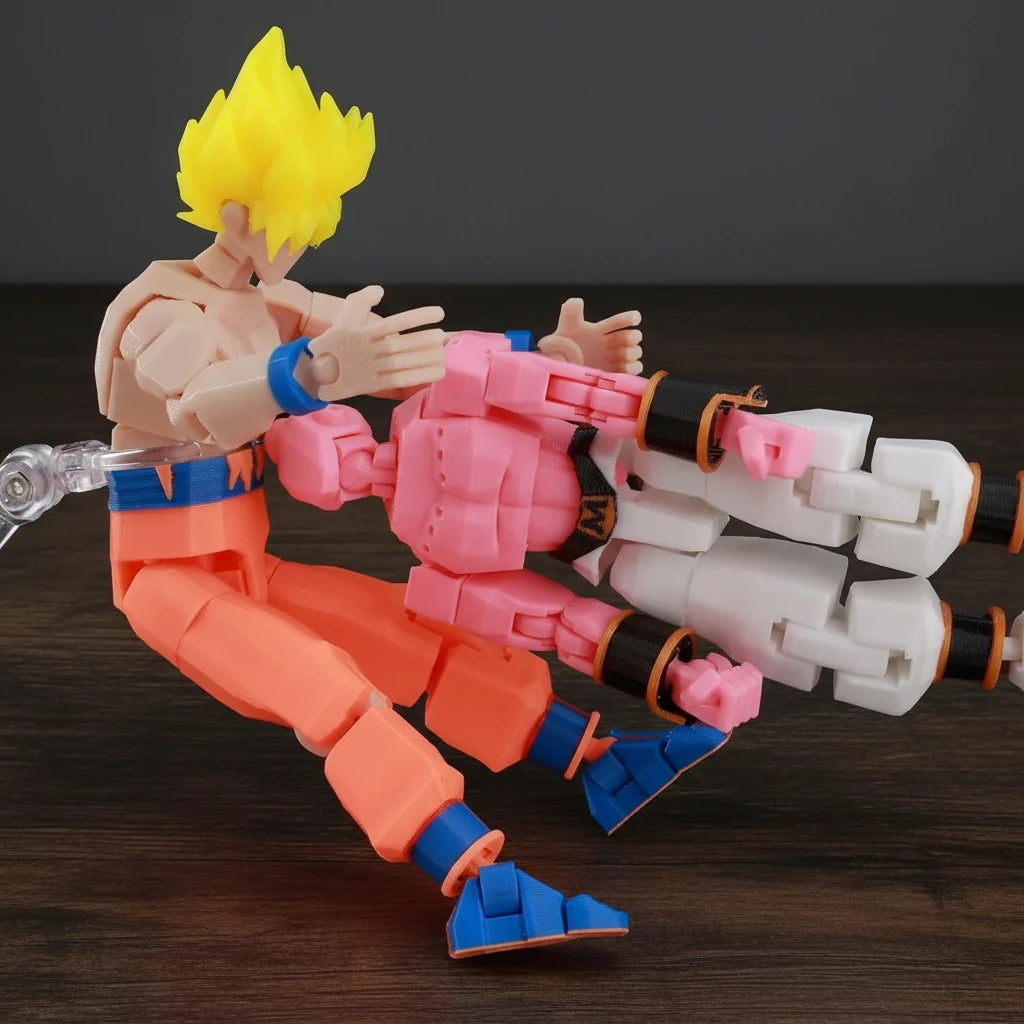 Toy figure in a lying position with parts detached on a textured surface