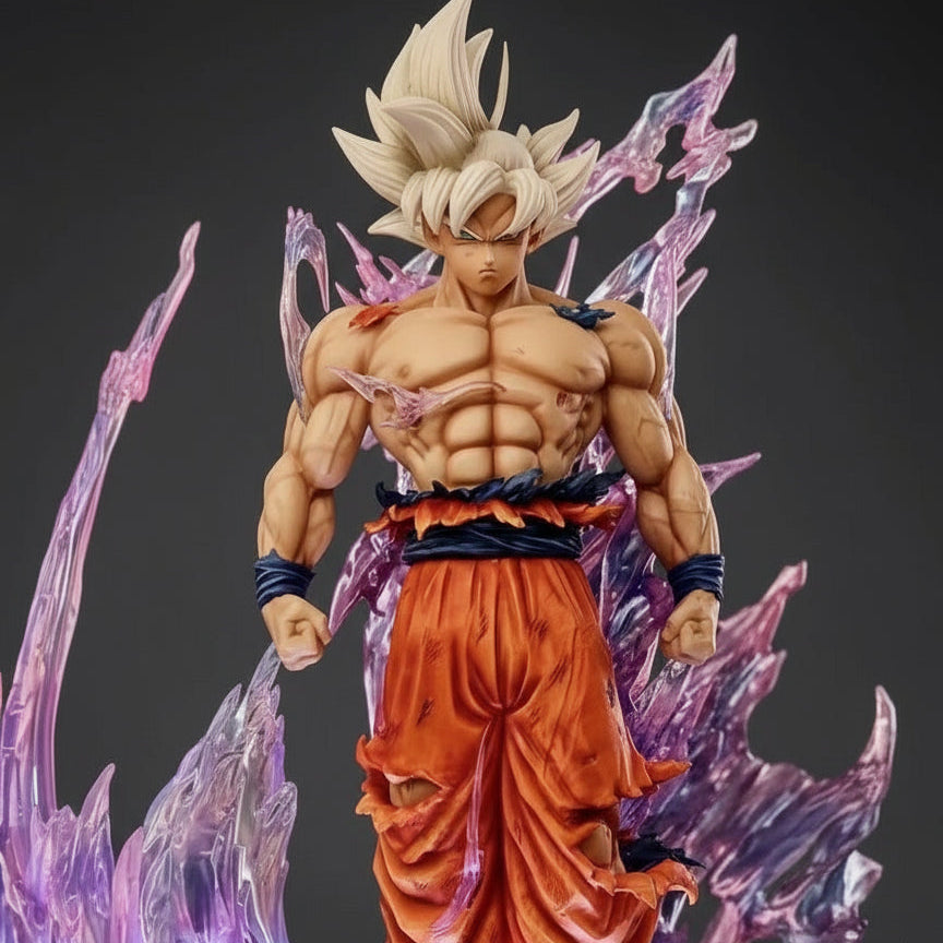 Super Saiyan character with spiky hair and orange outfit against a dark background
