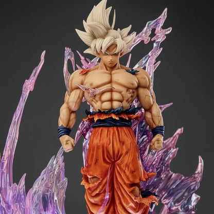 Super Saiyan character with spiky hair and orange outfit against a dark background