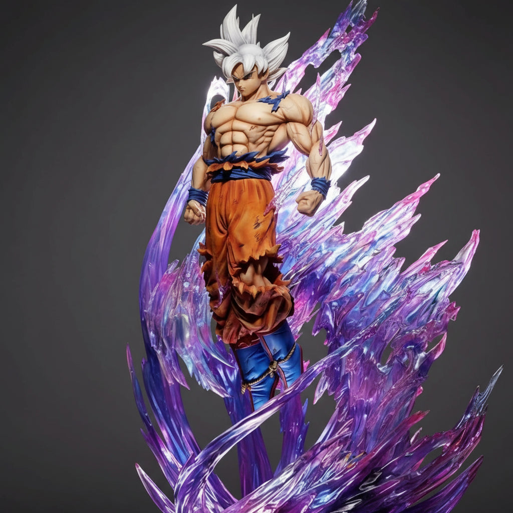 Super Saiyan character with energy effects in a dark setting