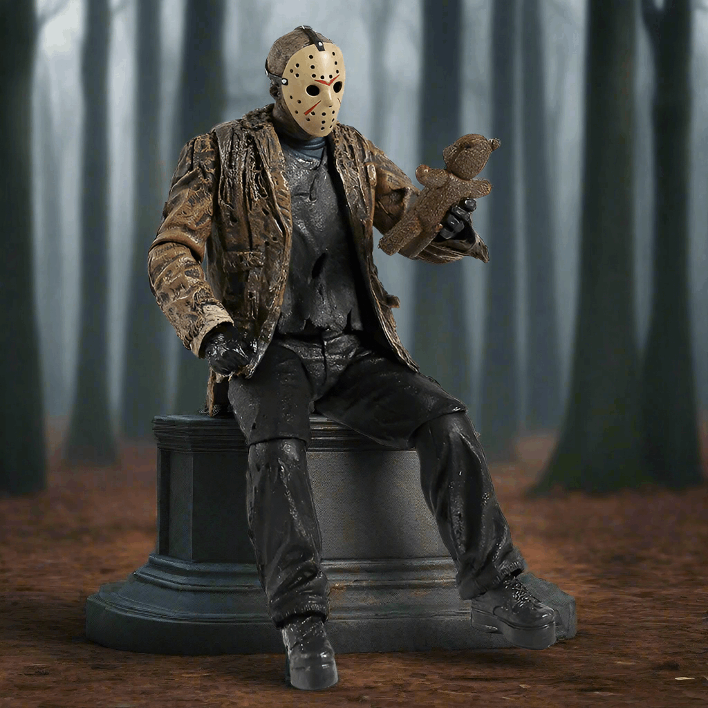 Action figure of a character in a forest setting