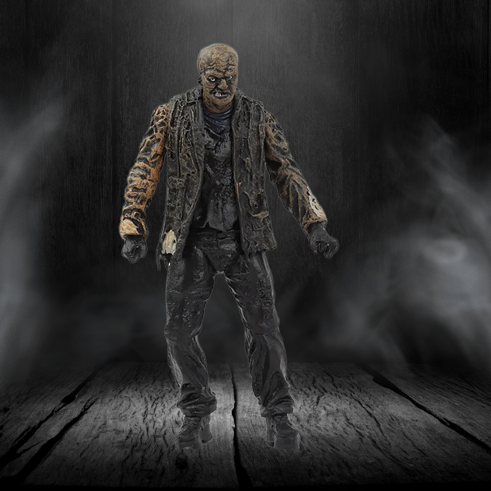 Action figure with a dark, textured background