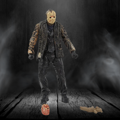 Action figure in a dark, smoky setting with a wooden floor