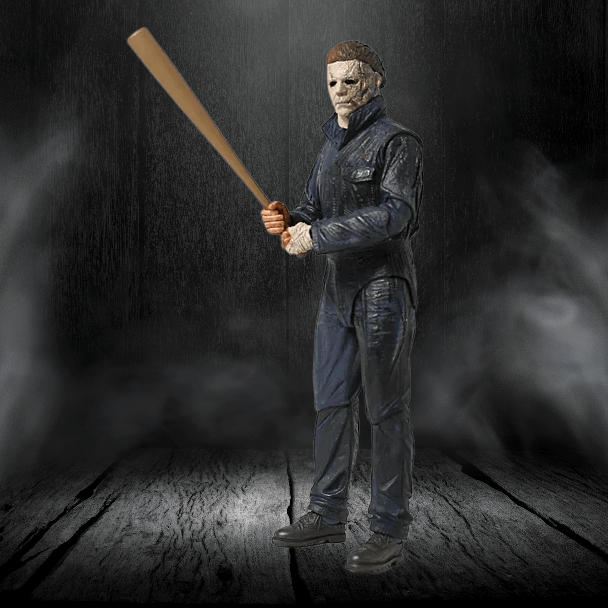 Character holding a baseball bat in a dark, smoky setting