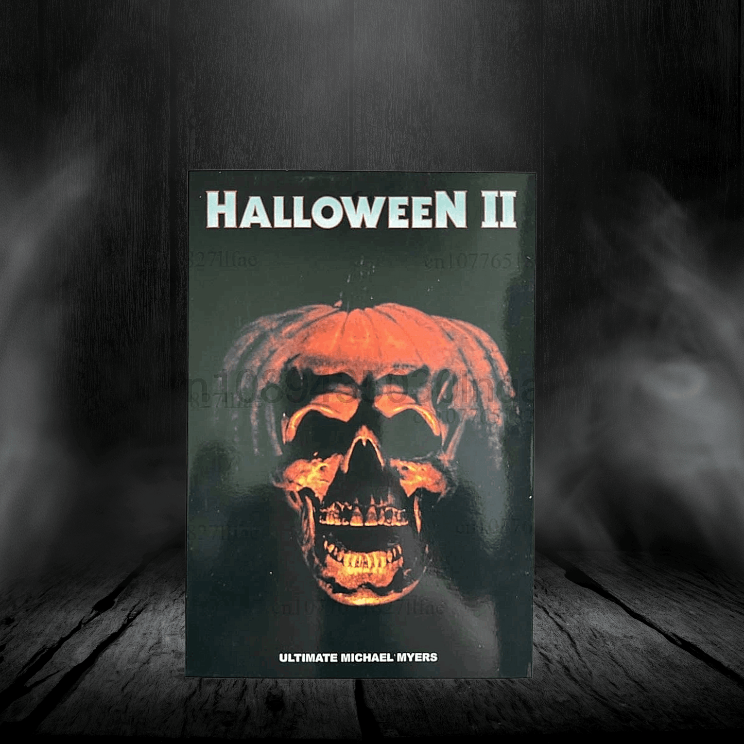 Movie poster for 'Halloween II' with a glowing pumpkin face on a dark background