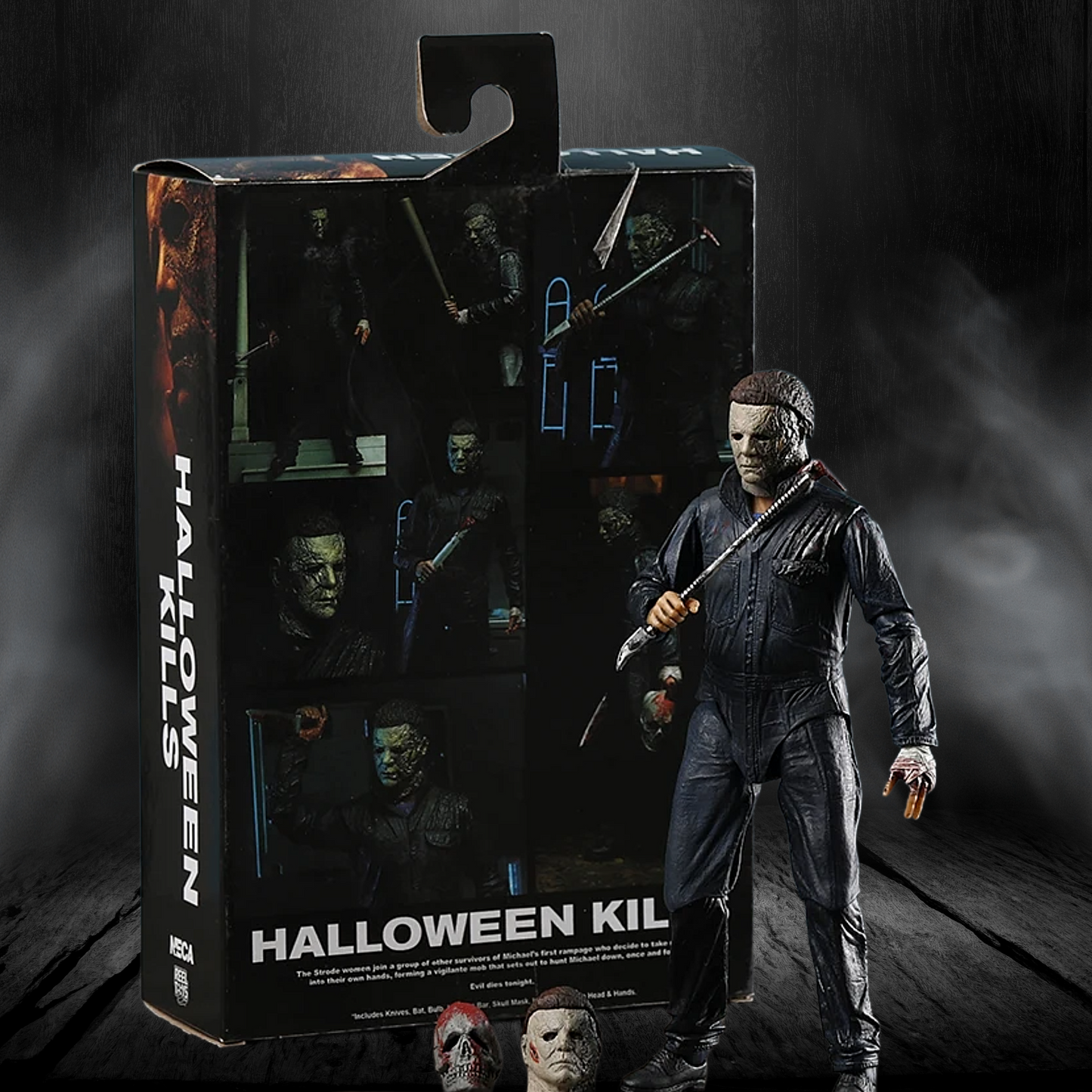 Halloween Kills action figure with packaging on a dark background
