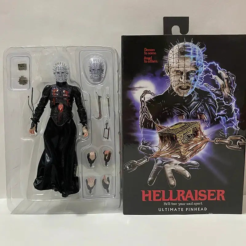 Action figure of Pinhead from Hellraiser with packaging on a white background