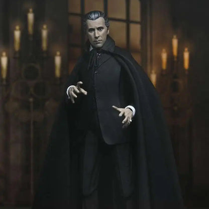 Action figure in a dark, gothic setting with candles