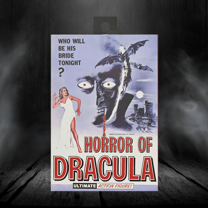 Horror of Dracula action figure packaging with a dark background