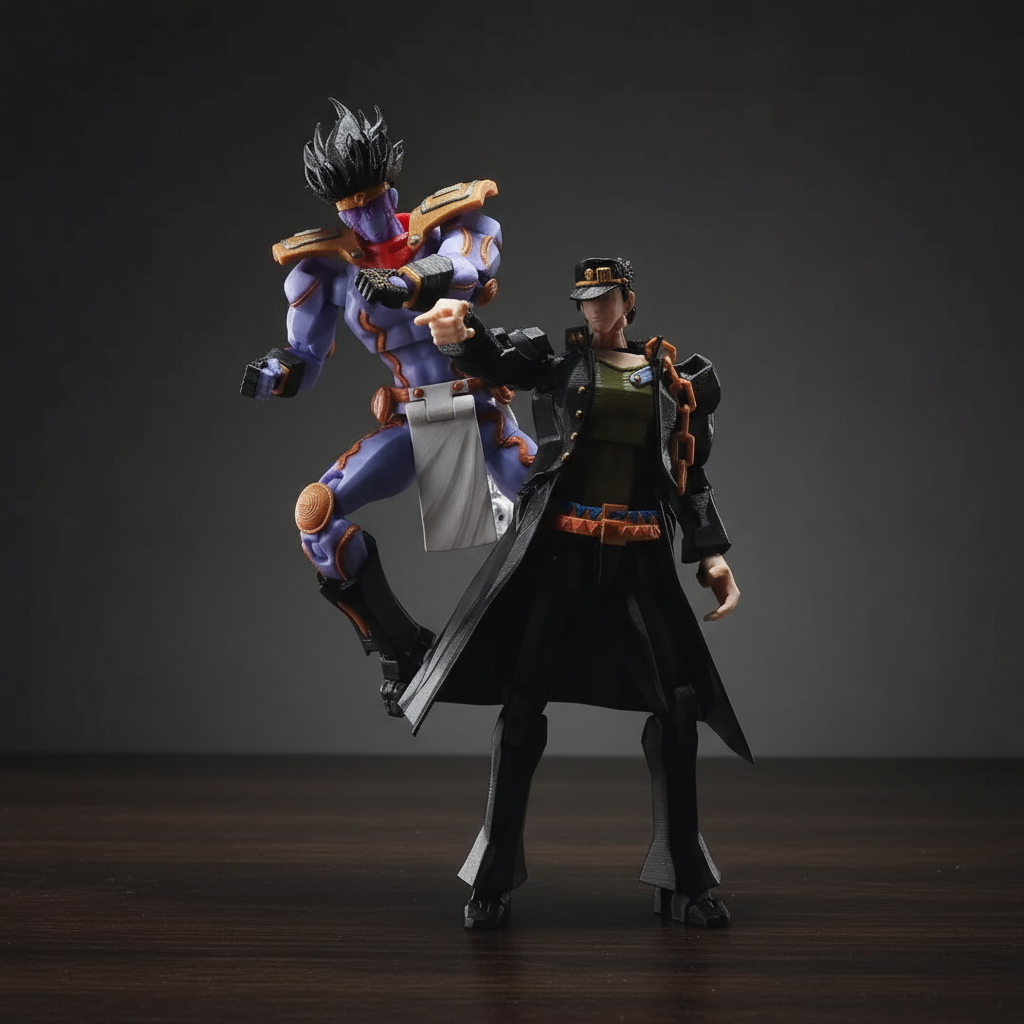 JoJo’s Bizarre Adventure | Jotaro Kujo & Star Platinum | Anime | 3D Printed Figure Set
