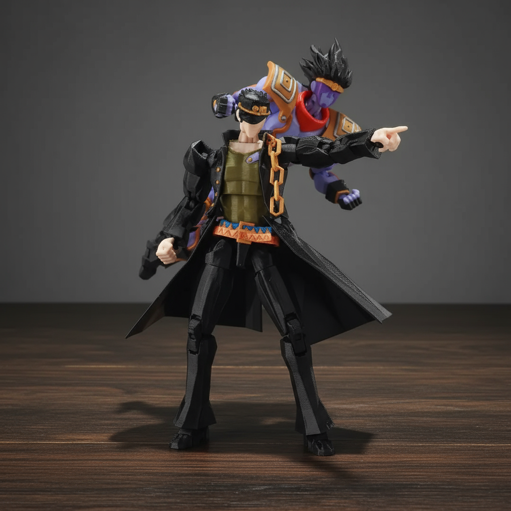 JoJo’s Bizarre Adventure | Jotaro Kujo & Star Platinum | Anime | 3D Printed Figure Set