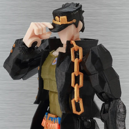 Action figure with a chain accessory against a gray background