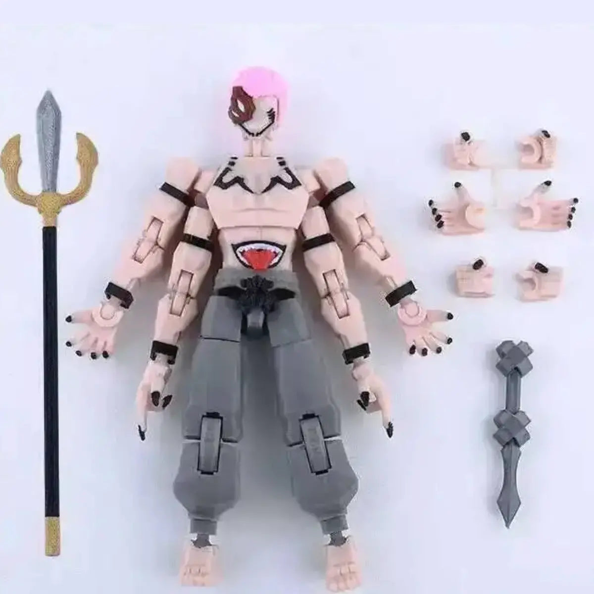 Action figure with interchangeable parts on a white background