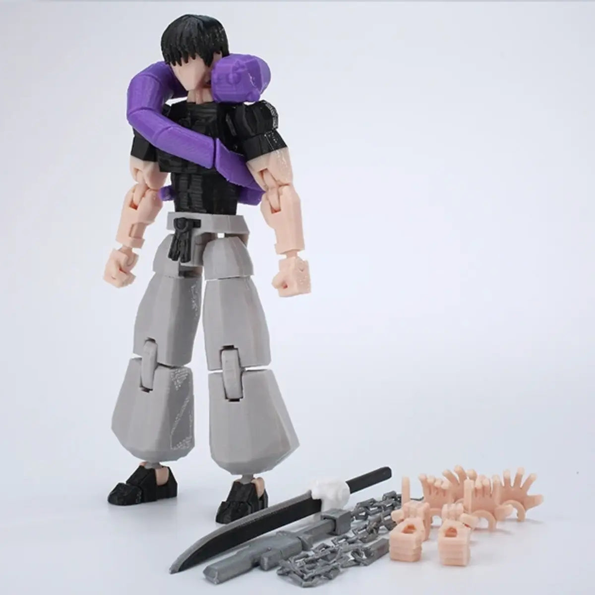 Action figure with customizable parts on a white background