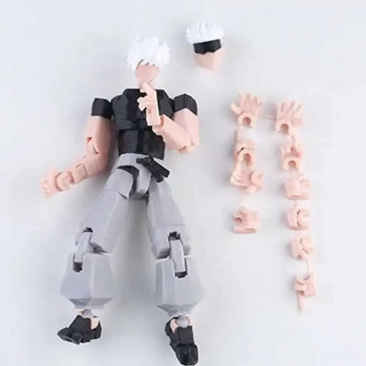 Action figure with interchangeable parts on a white background