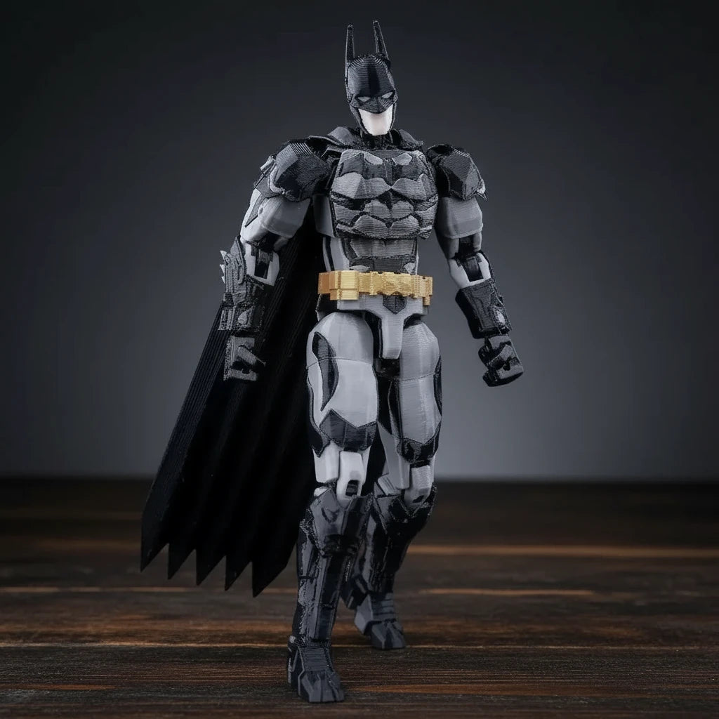 Batman action figure on a textured gray background