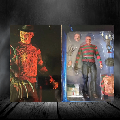 Action figure in packaging with a dark background