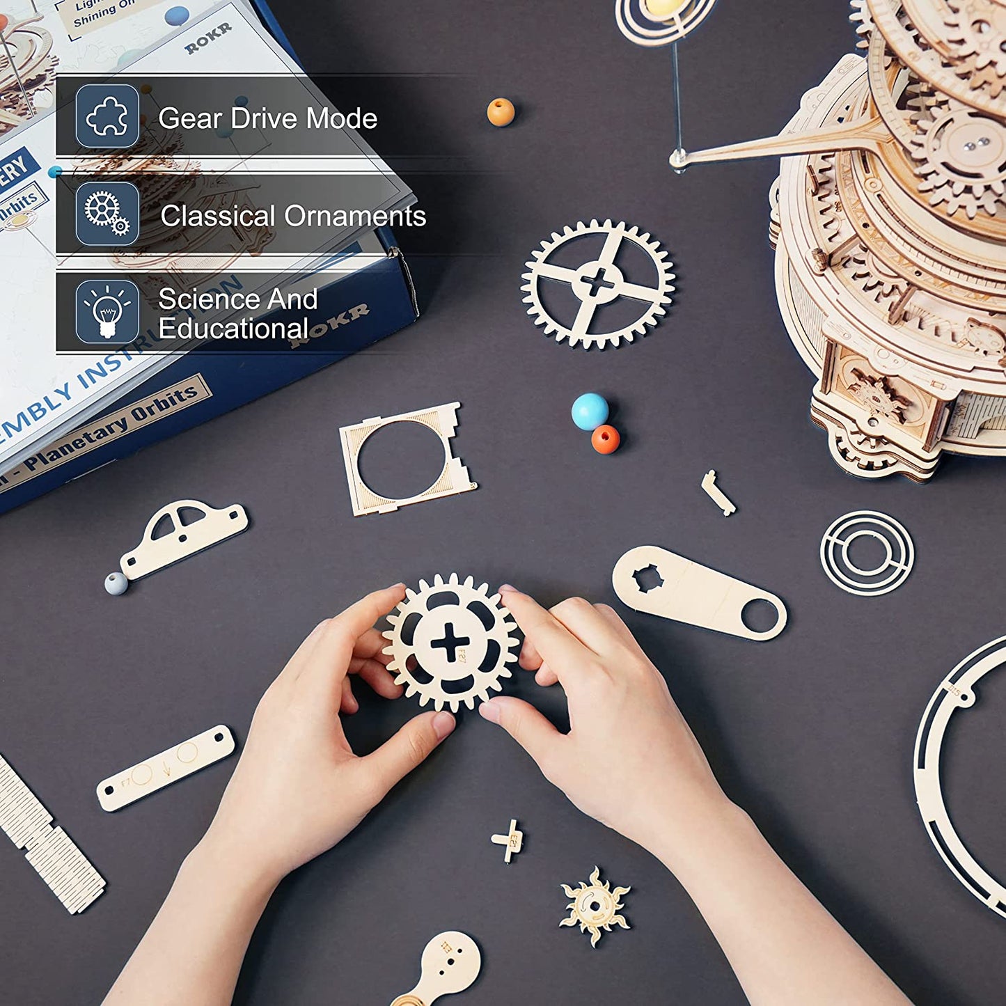 Robotime | ROKR | Curious Discovery | Solar System Planetary Orbits | Hobby Kits & DIY Collectibles | 3D Assemble Kits