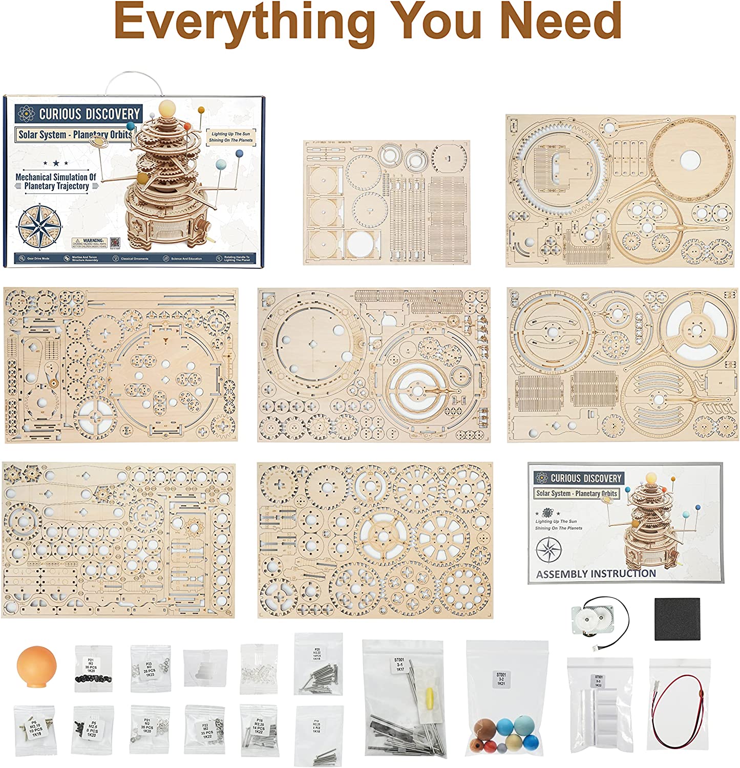 Robotime | ROKR | Curious Discovery | Solar System Planetary Orbits | Hobby Kits & DIY Collectibles | 3D Assemble Kits