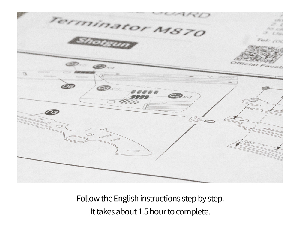 Robotime | ROKR | Justice Guard | Terminator M870 | Hobby Kits & DIY Collectibles | 3D Assemble Kits