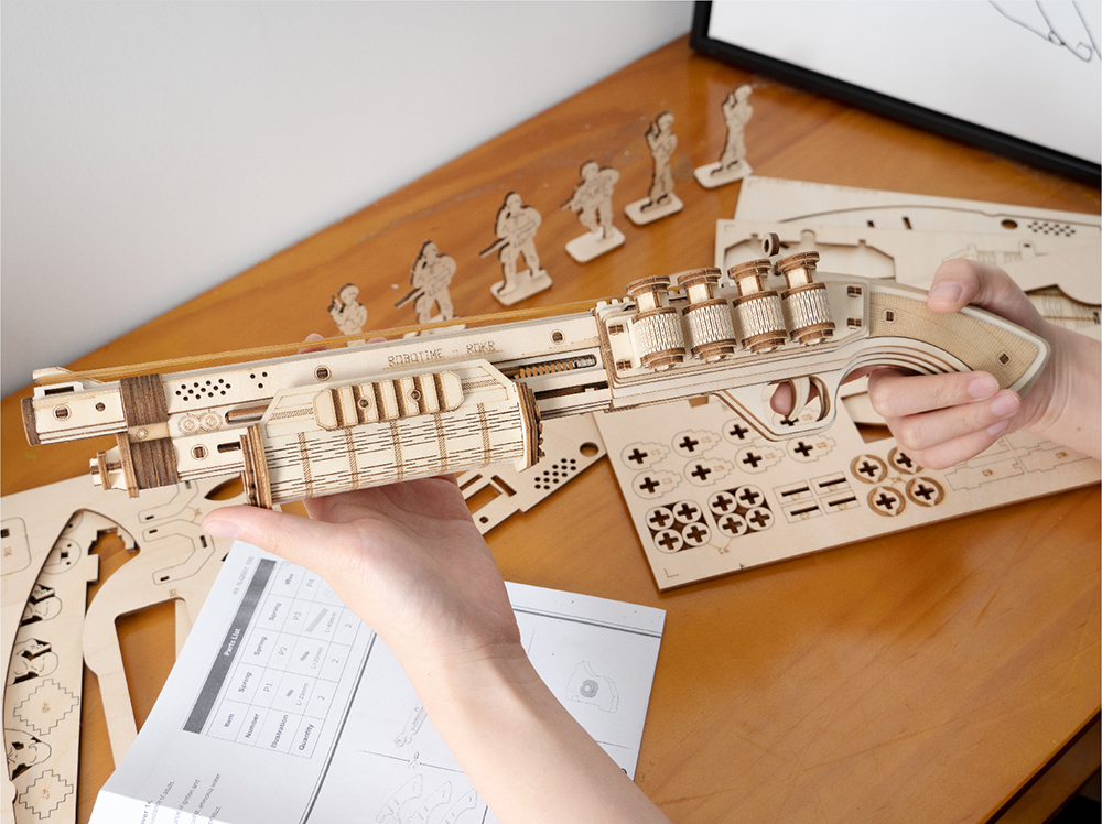 Robotime | ROKR | Justice Guard | Terminator M870 | Hobby Kits & DIY Collectibles | 3D Assemble Kits