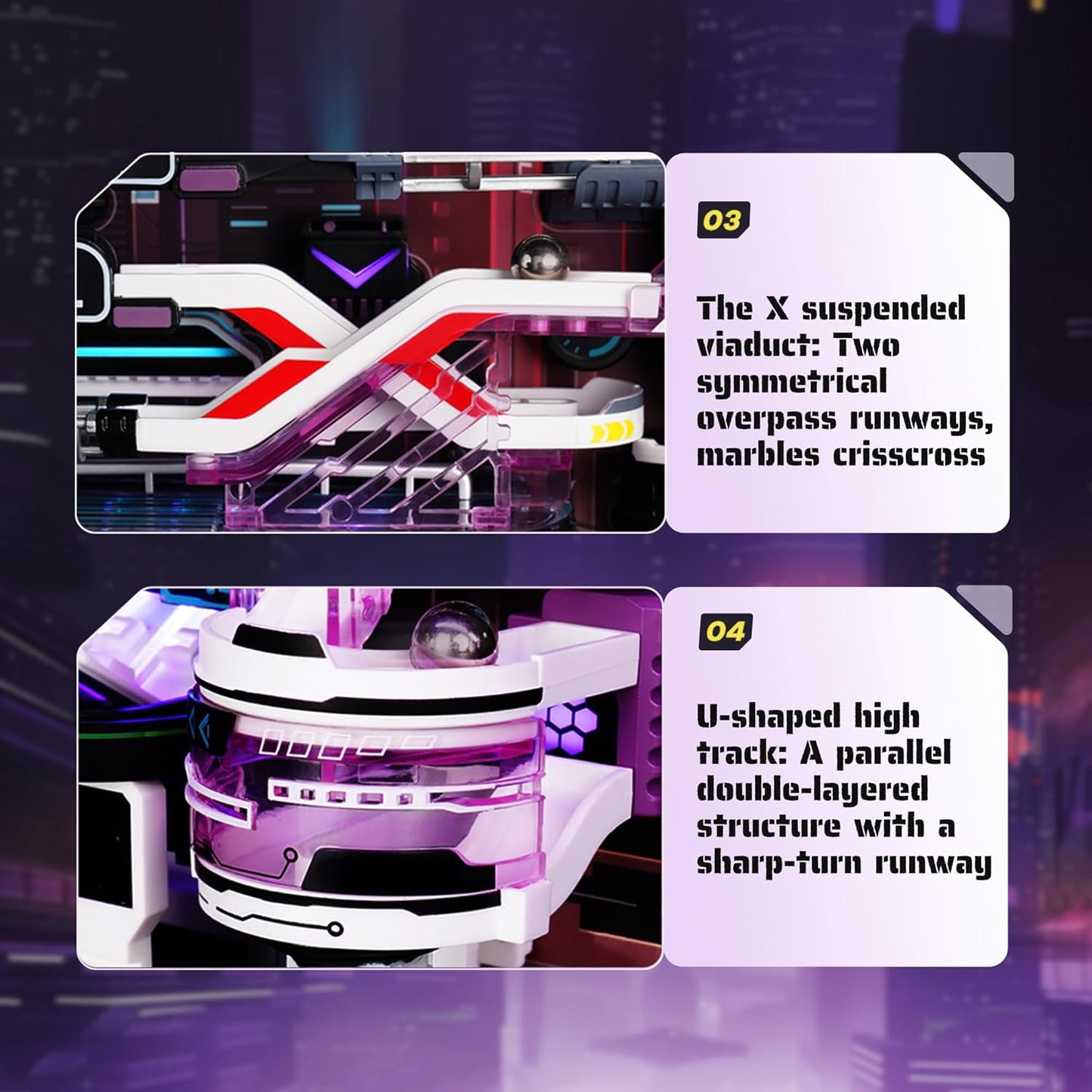 Robotime | ROKR | Last City Marble Run LED Glow In The Dark 2 | Hobby Kits & DIY Collectibles | 3D Assemble Kits