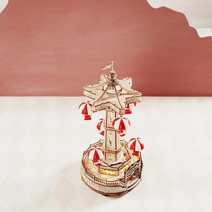 Robotime | ROKR | Magic Amusement Park | Parachute Tower | Hobby Kits & DIY Collectibles | 3D Assemble Kits