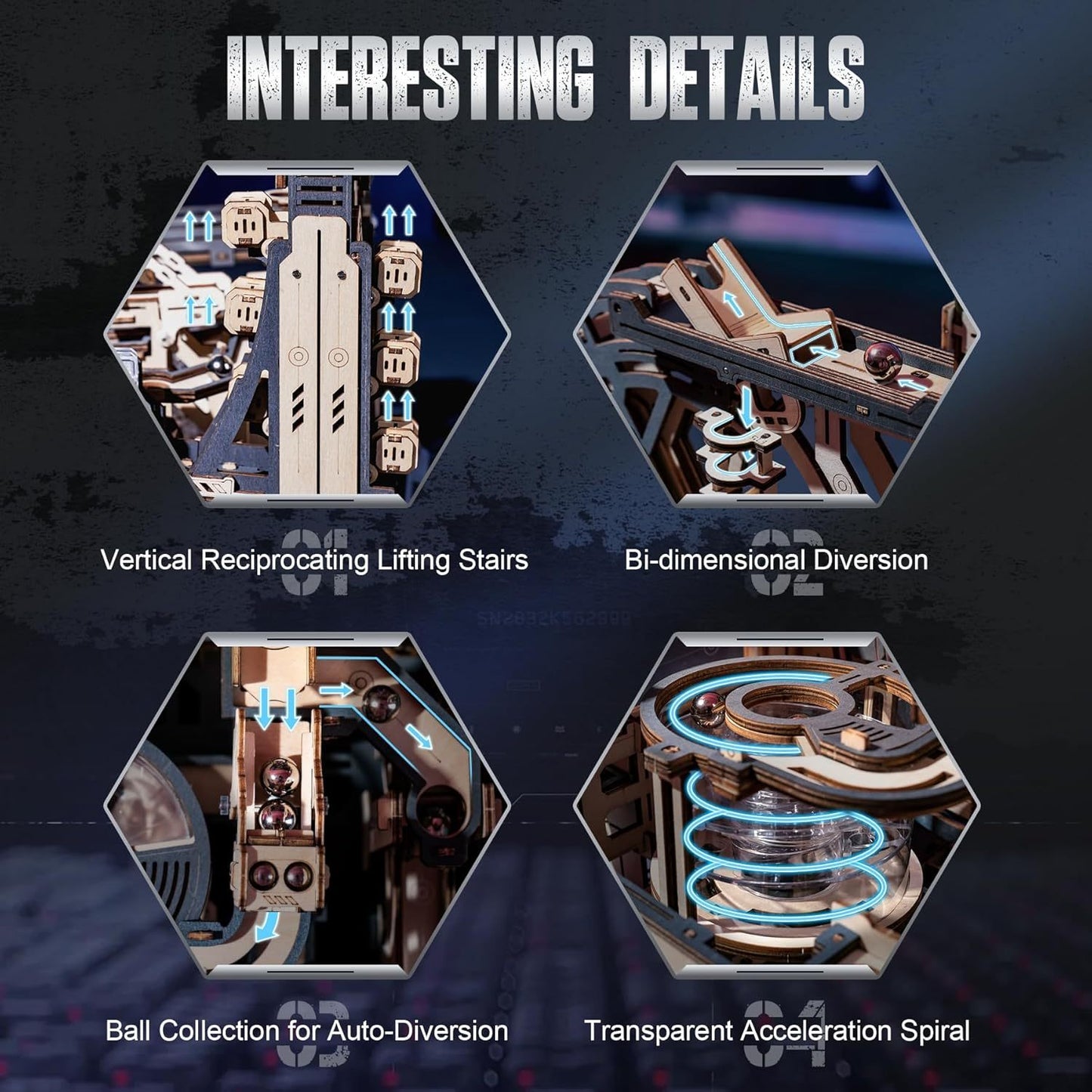 Robotime | ROKR | Marble Spaceport | Marble Run | Hobby Kits & DIY Collectibles | 3D Assemble Kits